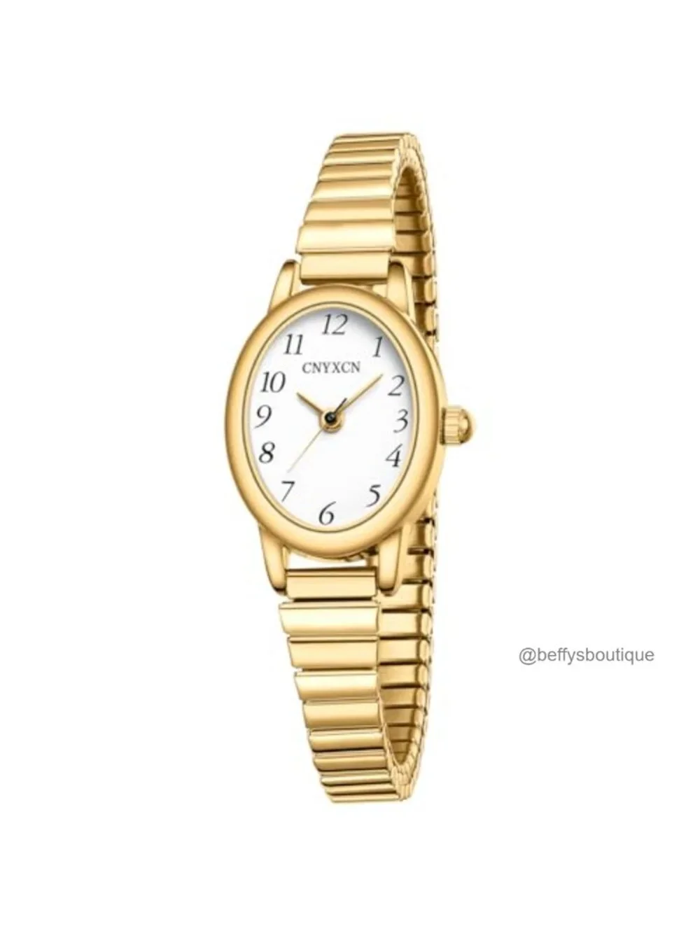 Women's Gold Watch Stainless Steel Expansion Band Analog Quartz Water Resistant